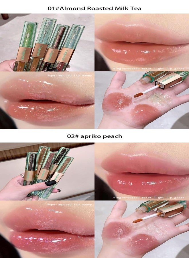 Cappuvini Forest Secret Double Headed Lip Glaze | Water Light Single-Coated Formula | Long Stay Waterproof Lips Care | Longlasting Shades Light Pink Nude Red-Brown | Moisturizing Lip Blam with Glossy High Shine Finish | Cute Floral Packaging for Teen Girls | Gen Z Aesthetic Beauty Product (04# Red-Brown, 2.5g+2.5g) - Image 3