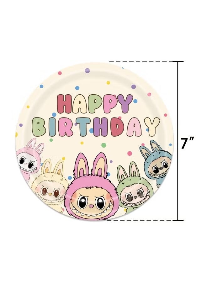 Neox Labubu Birthday Party Kit for Kids for 10 People, Complete Tableware Set, Labubu Party Decorations - Image 3