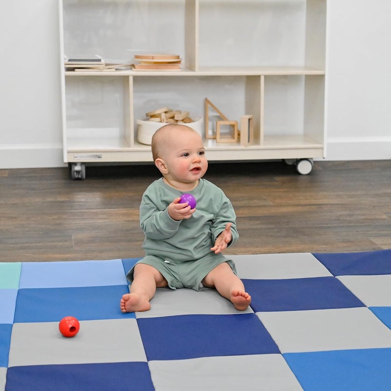 Children's Factory Patchwork Crawly Mat, Cushioned Floor Mat for Kids, Daycare Mat, Tranquility - Image 2