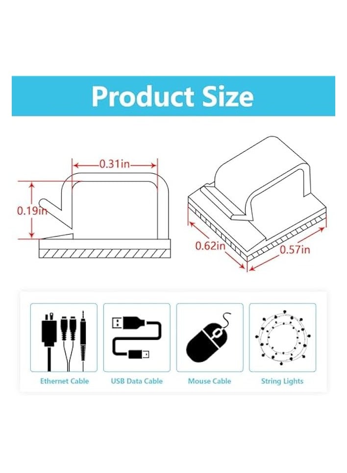 erorex 100PCS Adhesive Cable Clips, Wire Organizer Cord Management, Cable Staples Outdoor Strong Cord Clips for Wall, Desk, Christmas Lights, String Lights, TV PC Ethernet Cable, Black Small - Image 3