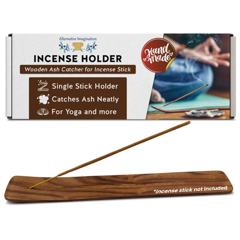 Alternative Imagination Wooden Incense Holder Tray - 10-Inch Ash Catcher for Single Incense Sticks, Meditation Accessories, Spiritual Decor, Home Fragrance, Mindfulness, Altar Display, Room Accent - Image 1