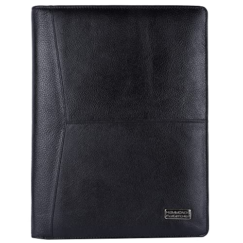HAMMONDS FLYCATCHER Genuine Leather File Folder, Document Organizer File with Zipper Closure, Premium File Holder for Documents, Business & Office Document File Folder, 6-Month Warranty - Black - Image 1