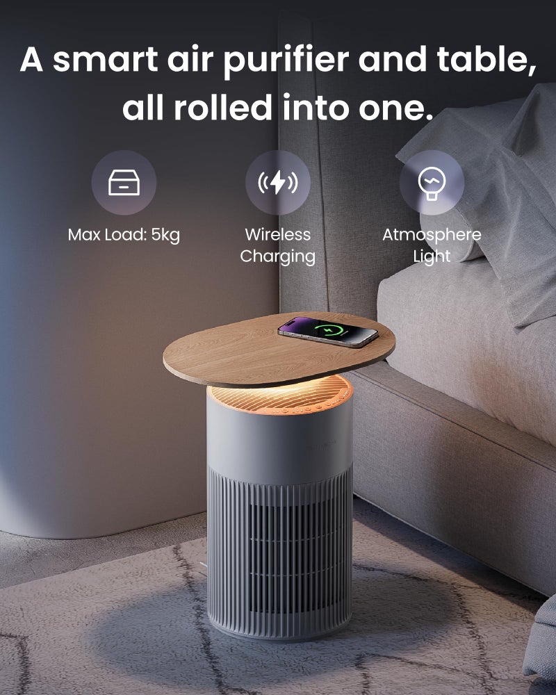 SwitchBot Air Purifier Table for Home up to 3620 ft², HEPA Air Purifier with Pet Mode, Washable Filter, Aromatherapy, Cleans Odor Pets Hair Dust, Work with Matter HomeKit Alexa, Table Model-White - Image 3