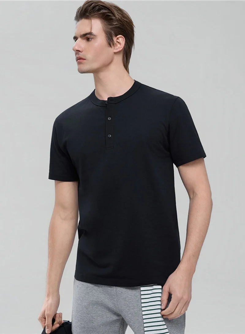 جيوردانو Men’s Slim Henley Short-Sleeve Button Front Tee