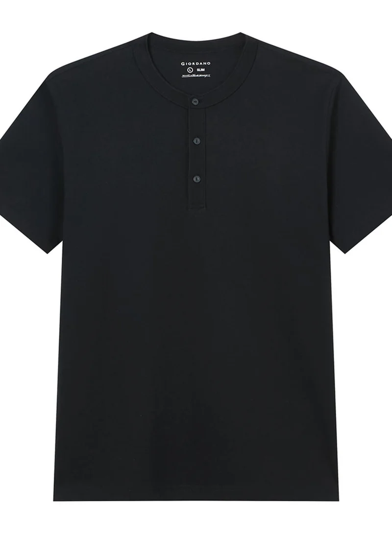GIORDANO  Men’s Slim Henley Short-Sleeve Button Front Tee for Men | Best Price UAE