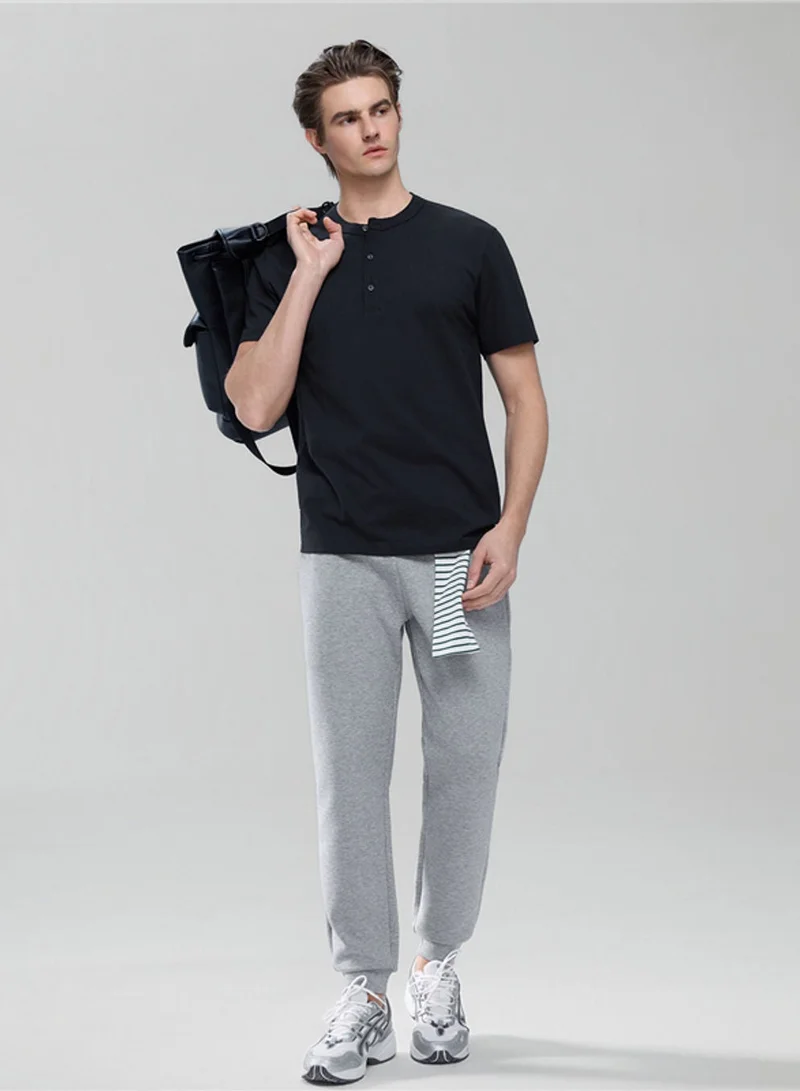 GIORDANO  Men’s Slim Henley Short-Sleeve Button Front Tee for Men | Best Price UAE