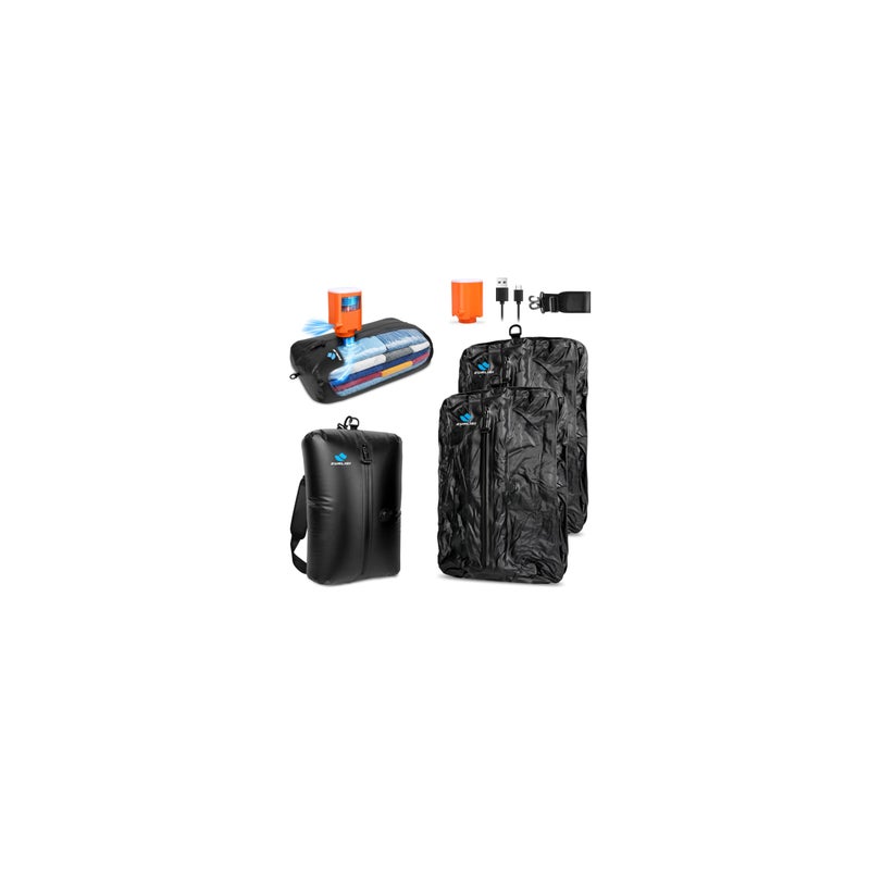 Zurligi Travel Vacuum Bag Kit with Wireless Pump IPX8 Waterproof Durable Airtight HeavyDuty Zipper Portable Reusable Compression Packing Cubes with Shoulder Strap for Travel Moving Home Storage - Image 2