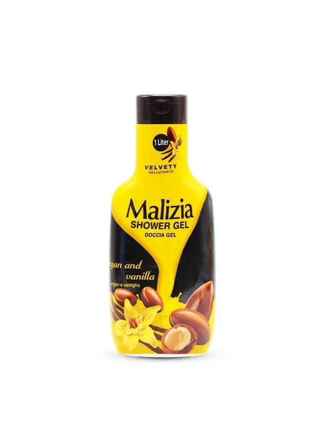 Malizia Shower Gel, Vanilla and Argan, 1 Litre - Image 1