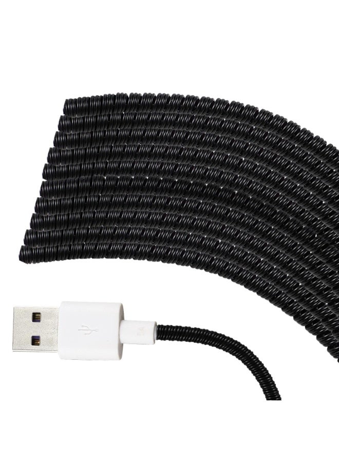 nookly 10 Pcs Spiral Cable Protector, Chargers Cord Protector Data Cable Protective Sleeve Headphone Saver Charger Protective Data Lines Cover for Phone USB Prevent Pets from Biting (Black) - Image 1