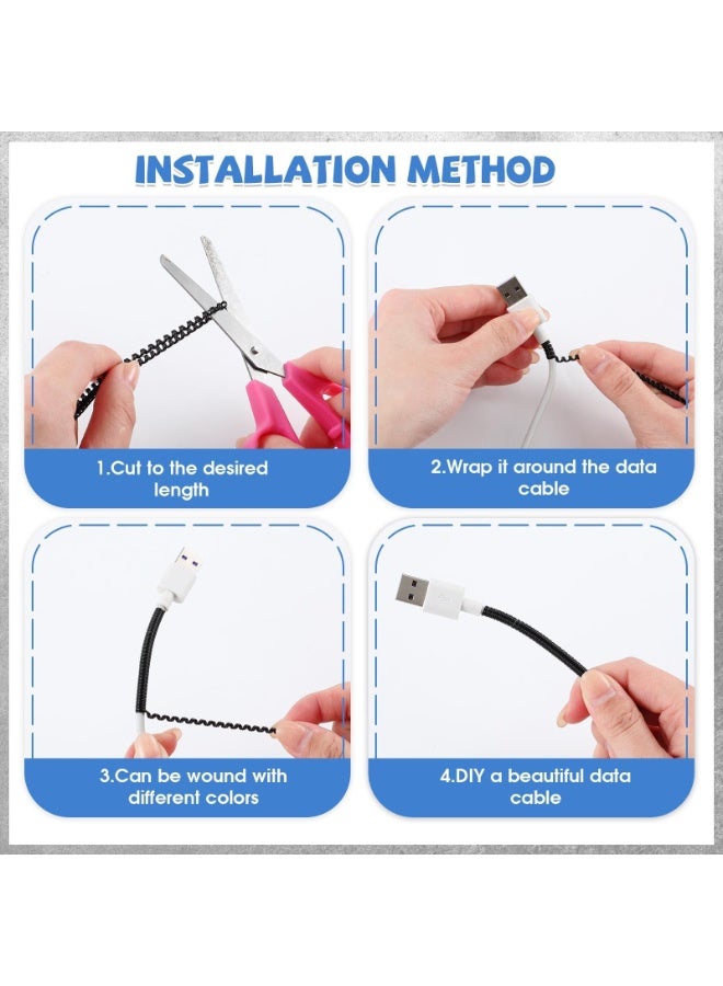 nookly 10 Pcs Spiral Cable Protector, Chargers Cord Protector Data Cable Protective Sleeve Headphone Saver Charger Protective Data Lines Cover for Phone USB Prevent Pets from Biting (Black) - Image 4