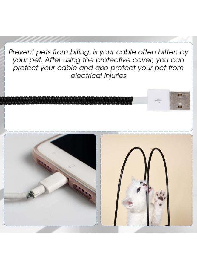 nookly 10 Pcs Spiral Cable Protector, Chargers Cord Protector Data Cable Protective Sleeve Headphone Saver Charger Protective Data Lines Cover for Phone USB Prevent Pets from Biting (Black) - Image 5