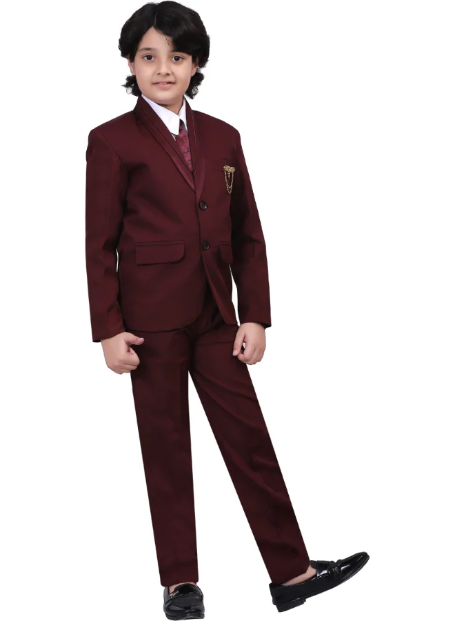 BT DEZINES Maroon 5-Piece Suit Set for Boys