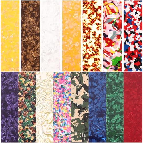 ROSENICE 15pcs DIY Guitar Pick Punch Sheets Musicians Recommended Light Medium and Heavy Celluloid Guitar Pick Strips Three Thickness Mixed Send Acoustic Guitar(Random Color and Style) - Image 1