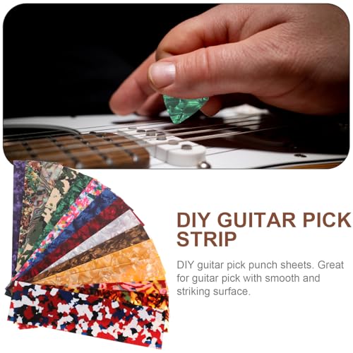ROSENICE 15pcs DIY Guitar Pick Punch Sheets Musicians Recommended Light Medium and Heavy Celluloid Guitar Pick Strips Three Thickness Mixed Send Acoustic Guitar(Random Color and Style) - Image 2