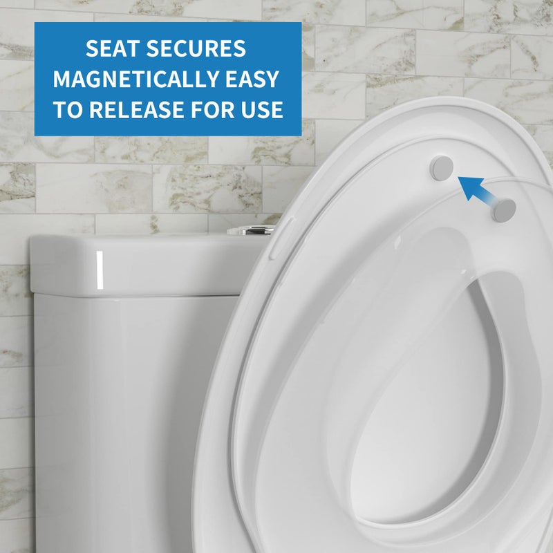 Hibbent Potty Training Toilet Seat, Built-in Magnetic Seat, Lid with Cover, Never Loosen and Slow Close Convertible Toilet Seat for Kids, Adult and Child (White, Elongated) - Image 3