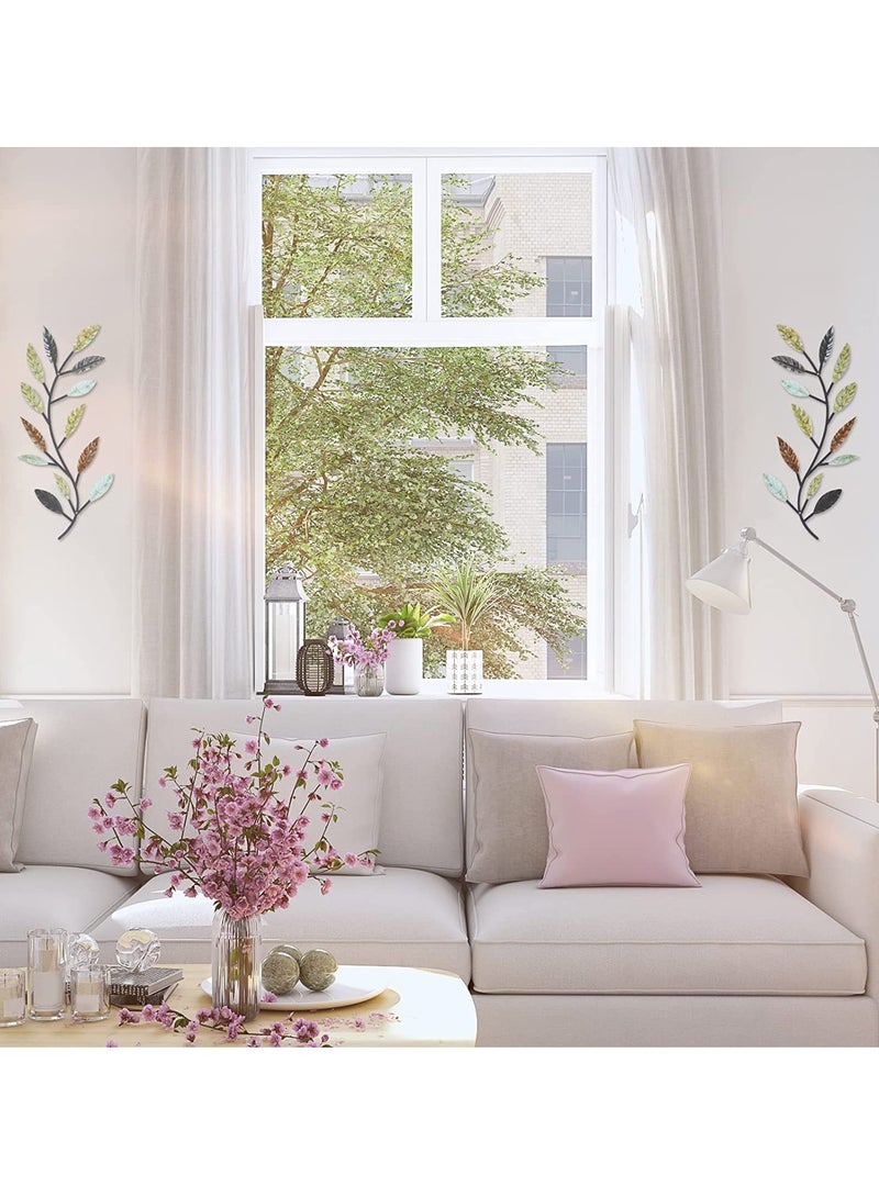 كاست ويف ديكور حائط على شكل ورقة شجرة معدنية (قطعتان متعدد الألوان) - Image 3