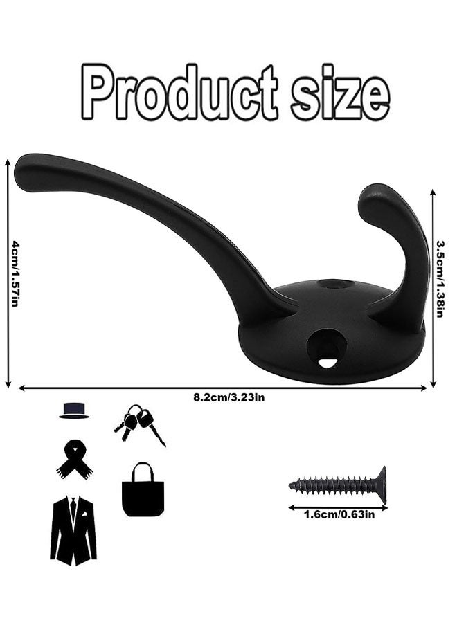 Wall Hooks, 8pcs Coat Hooks Hardware Towel Hooks for Hanging Coats Double No Rust Robe Hooks Wall Mounted with Screws for Key, Towel, Bags, Cup, Hat (Black)  - Image 2