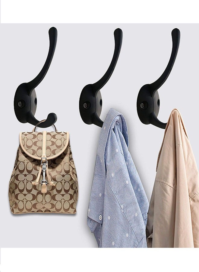 Wall Hooks, 8pcs Coat Hooks Hardware Towel Hooks for Hanging Coats Double No Rust Robe Hooks Wall Mounted with Screws for Key, Towel, Bags, Cup, Hat (Black)  - Image 3