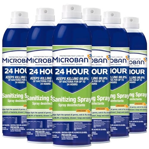 MICROBAN 24 Hour Sanitizing Spray, 6 cans, 15 fl oz Each - Image 1