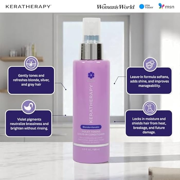 KERATHERAPY Keratin Infused Violet Toning Leave-in Protectant for Blonde, Highlighted, Silver & Gray Hair - Sulfate & Paraben Free, 3.7 fl. oz. - Image 4