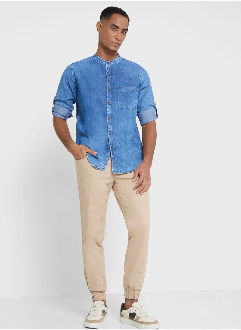 Thomas Scott Thomas Scott Men Blue Smart Slim Fit Opaque Casual Shirt