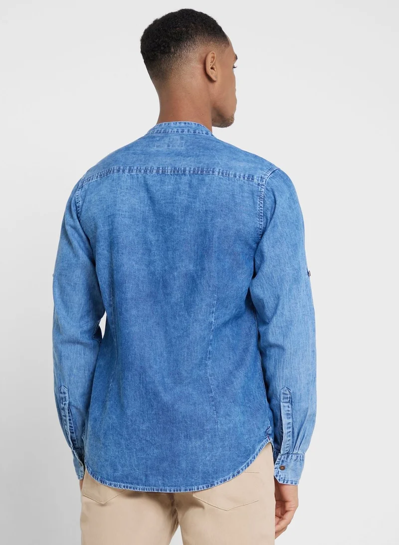 Thomas Scott Thomas Scott Men Blue Smart Slim Fit Opaque Casual Shirt