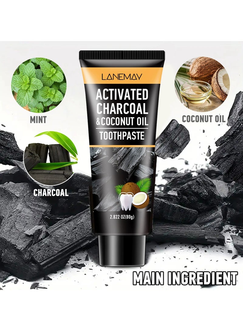 LANEMAY Black Charcoal Coconut Toothpaste Deep Clean Teeth Gum Protection Stain Removal Whitening Toothpaste - Image 1