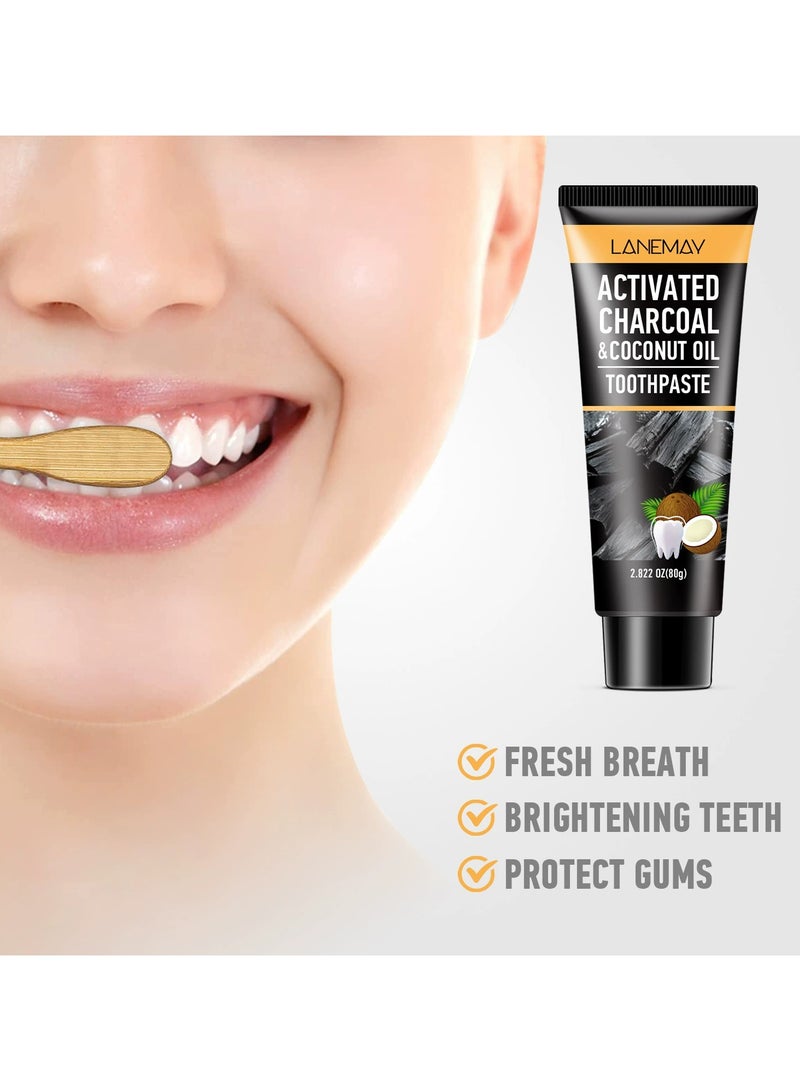 LANEMAY Black Charcoal Coconut Toothpaste Deep Clean Teeth Gum Protection Stain Removal Whitening Toothpaste - Image 2