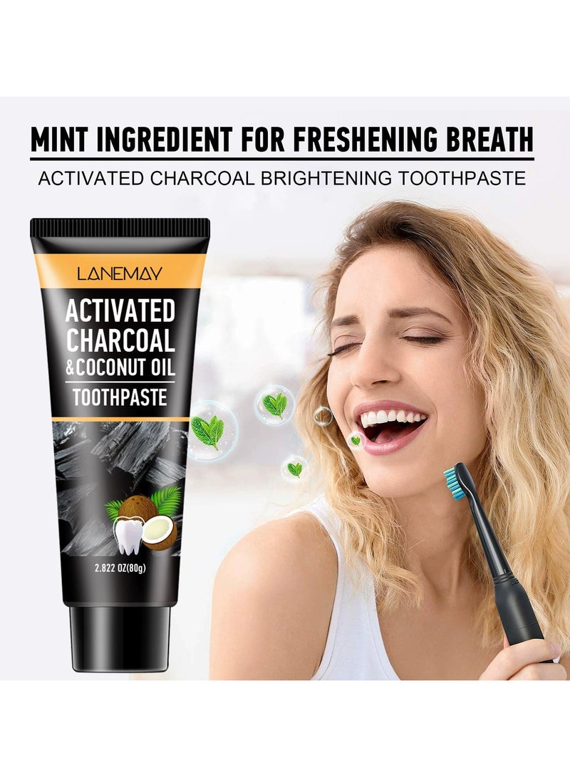 LANEMAY Black Charcoal Coconut Toothpaste Deep Clean Teeth Gum Protection Stain Removal Whitening Toothpaste - Image 4