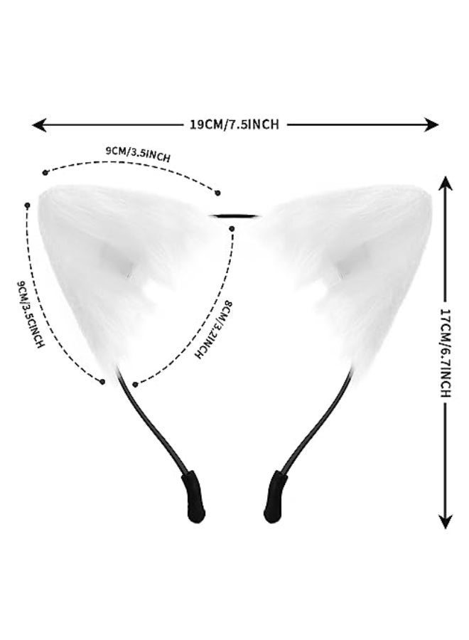 anpiwshjo Cat Ears Headband Halloween Christmas Costumes Cosplay Party for Women Men Adult White - Image 3