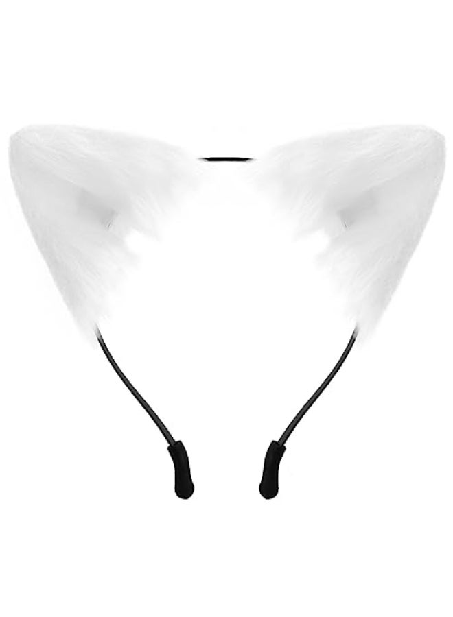 anpiwshjo Cat Ears Headband Halloween Christmas Costumes Cosplay Party for Women Men Adult White - Image 1
