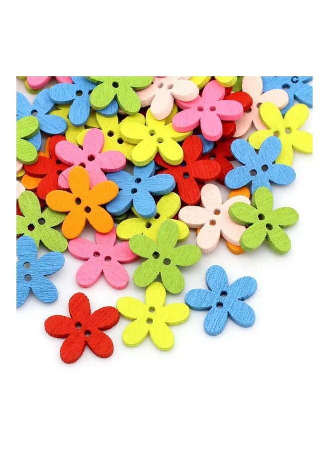 NIBEMINENT 50Pcs Flower Wooden Button Needlework Sewing Scrapbooking Cards Craft DIY Decor Random Color 20*10*20cm  - Image 1