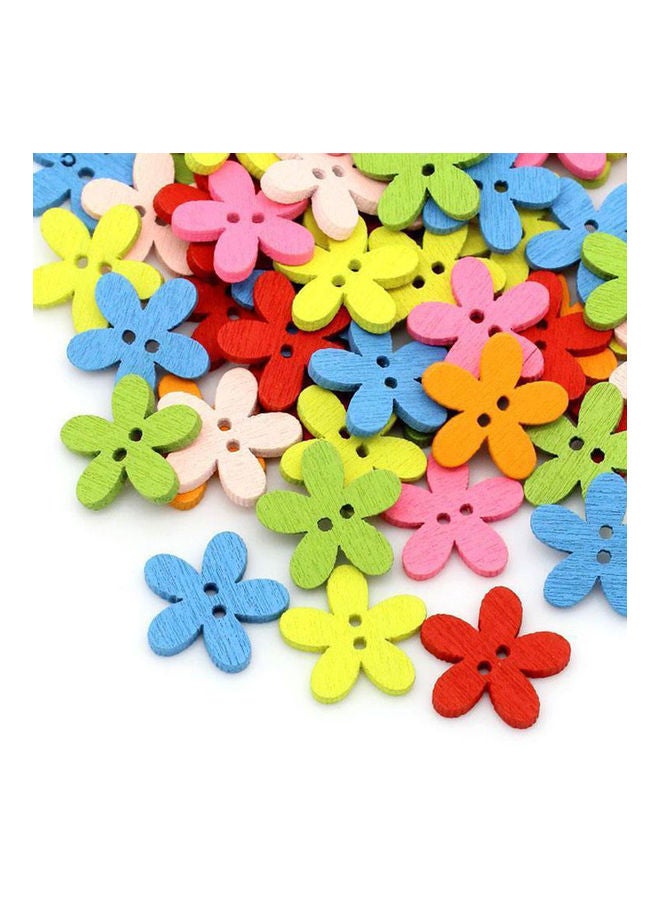 NIBEMINENT 50Pcs Flower Wooden Button Needlework Sewing Scrapbooking Cards Craft DIY Decor Random Color 20*10*20cm  - Image 3