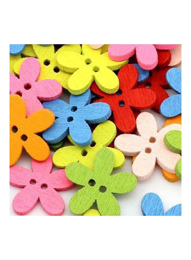 NIBEMINENT 50Pcs Flower Wooden Button Needlework Sewing Scrapbooking Cards Craft DIY Decor Random Color 20*10*20cm  - Image 5