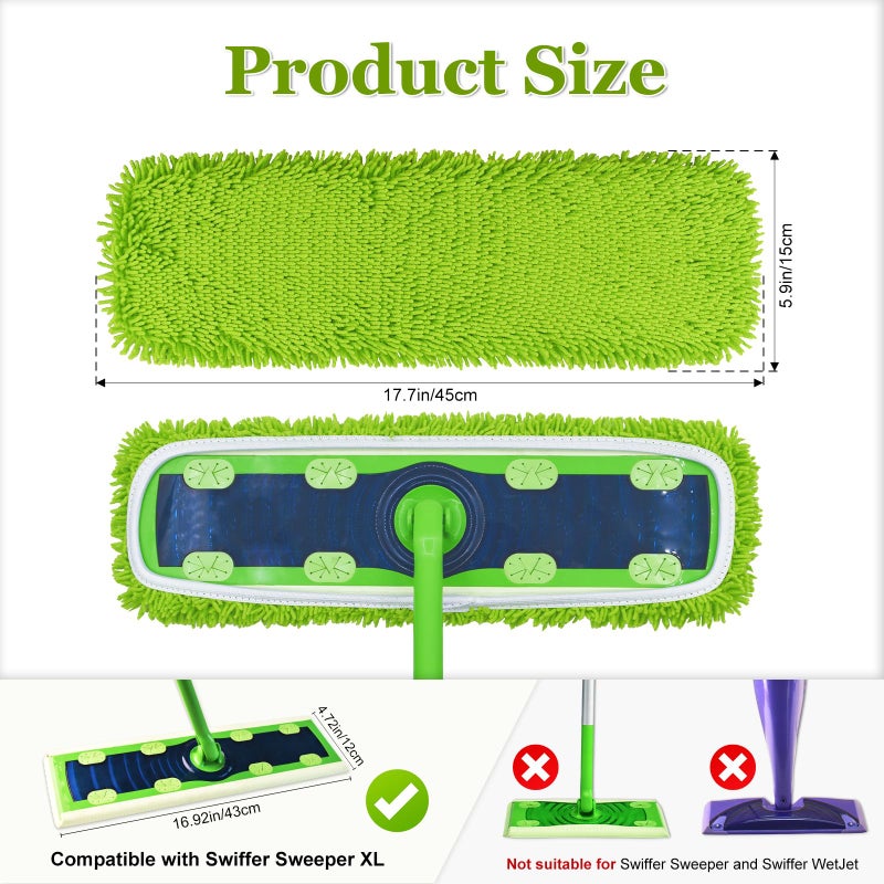 DLAIMI XL Mop Pads Compatible with Swiffer XL Sweeper, X-Large Dry Sweeping Cloths, XL Wet Pads Refills, Reusable Washable Microfiber Heavy Duty Wet Mopping Cloths for Hardwood Floor Cleaning, 4 Pack - Image 4