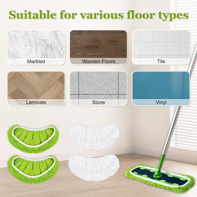 DLAIMI XL Mop Pads Compatible with Swiffer XL Sweeper, X-Large Dry Sweeping Cloths, XL Wet Pads Refills, Reusable Washable Microfiber Heavy Duty Wet Mopping Cloths for Hardwood Floor Cleaning, 4 Pack - Image 5