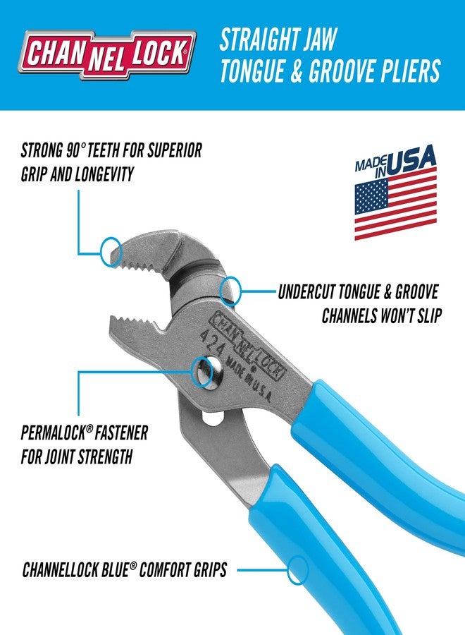 تشانل لوك كماشة Channellock 424 ذات الفك 1/2 بوصة، واللسان والأخدود 4-1/2 بوصة - Image 2