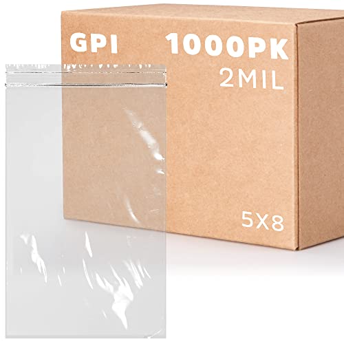 GPI 5 x 8 inches, 2Mil Clear Reclosable Zip Bags, case of 1,000 GPI Brand - Image 1