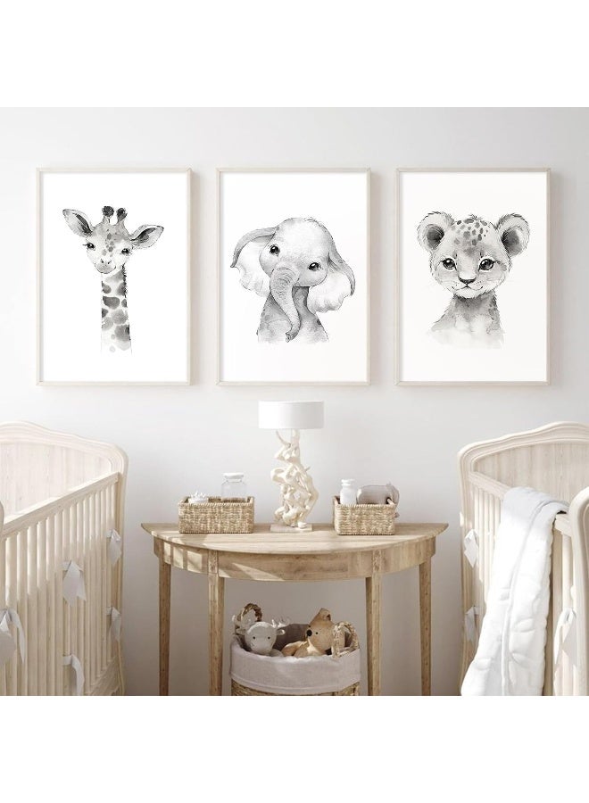 Baccone Safari Nursery Wall Art Decor Baby Animal Canvas Wall Art Baby Room Nursery Pictures Kids Artwork Safari Jungle Animal Prints Giraffe Elephant Tiger Painting Set of 3 for Bedroom 16x24 Inch Unframed - Image 4