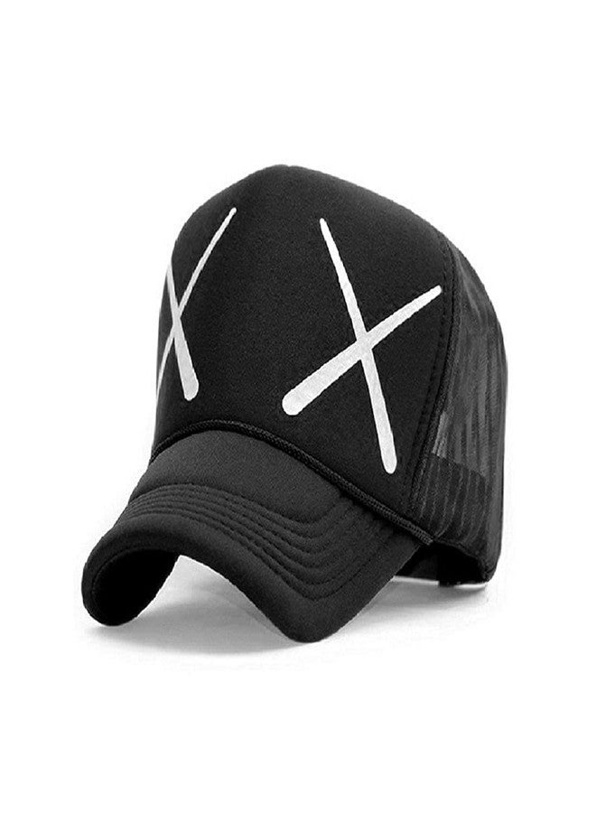 Niue Boy's & Girl's XX Half Net Baseball Cap and BOY Printed Cap (Black)-(Pack of 02) - Image 3