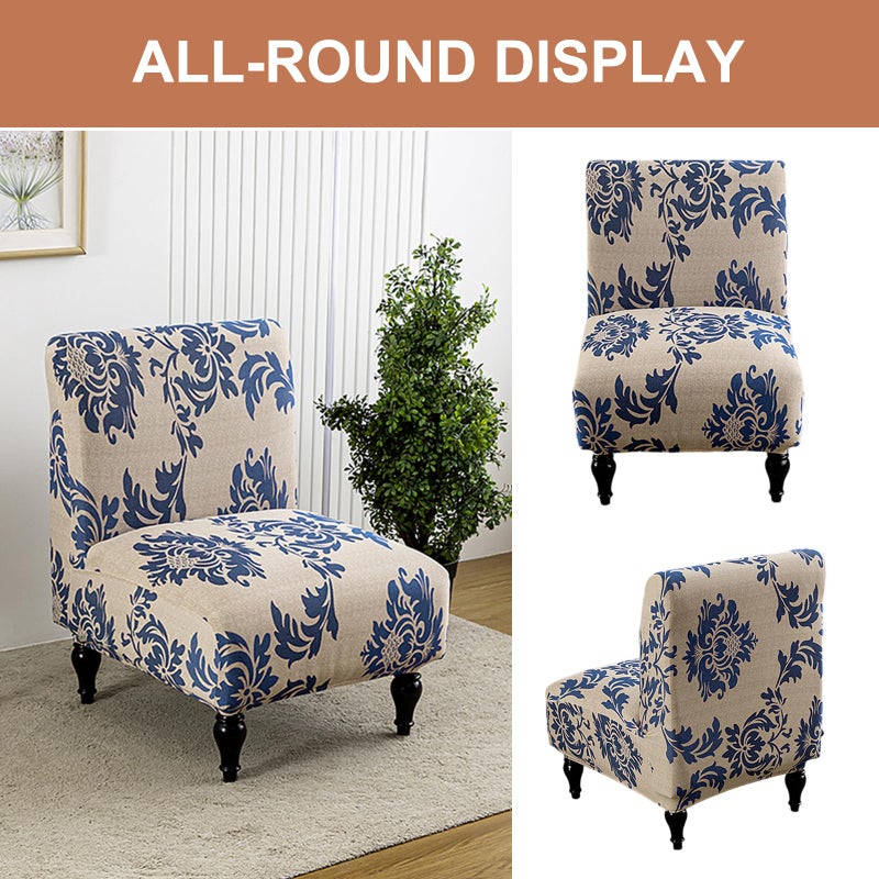 Eco-Ancheng Armless Chair Slipcover Removable Armless Accent Chairs Covers Washable Armless Slipper Chair Slipcover Printed Armless Chair Furniture Protector Covers for Living Dining Room Hotel - Image 3