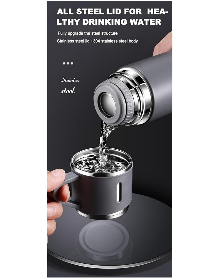 JAJEEK 500ml Stainless Steel Vacuum Thermos Flask with Silicone Handle – Insulated Water Bottle with 2 Stainless Steel Cups Set for Hot & Cold Outdoor Travel | Gift Box (2 PACK, GREY) – Perfect for Travel, Camping & Hiking  - Image 4
