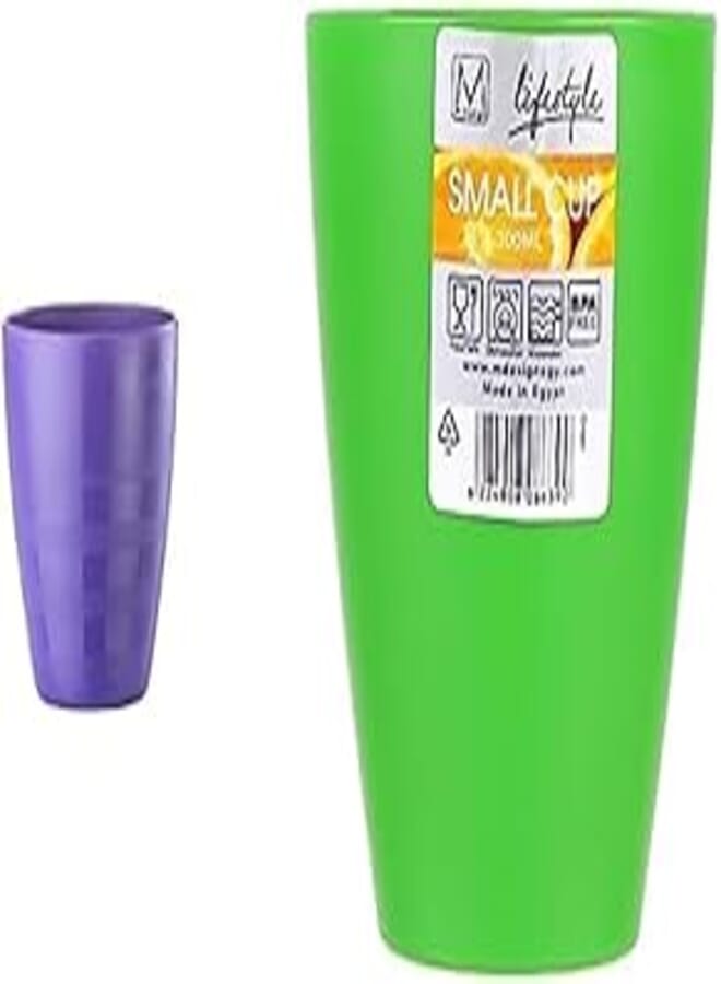 m-design M-Design Small Plastic Cup - Microwave, Dishwasher, Food Safe & BPA Free (1, Purple) + M-Design Lifestyle Plastic Cup, 300 ml - Green 