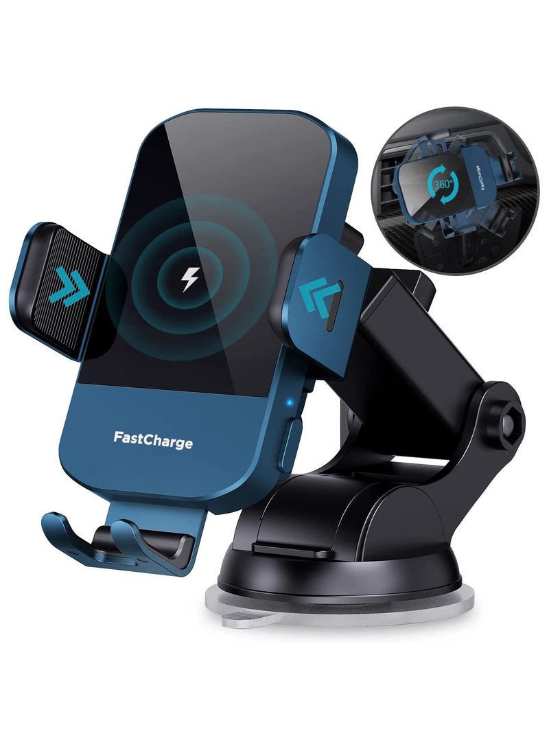 Wireless Car Charger, 15W Fast Charging Auto Clamping Car Charger Phone Mount Phone Holder for iPhone 14 13 12 11 Pro Max Xs, Samsung Galaxy S23 Ultra S22 S21 S20, S10+ S9+ Note 9, etc  - Image 1
