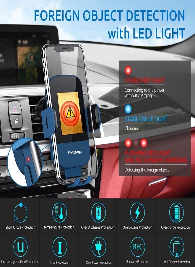 Wireless Car Charger, 15W Fast Charging Auto Clamping Car Charger Phone Mount Phone Holder for iPhone 14 13 12 11 Pro Max Xs, Samsung Galaxy S23 Ultra S22 S21 S20, S10+ S9+ Note 9, etc  - Image 3