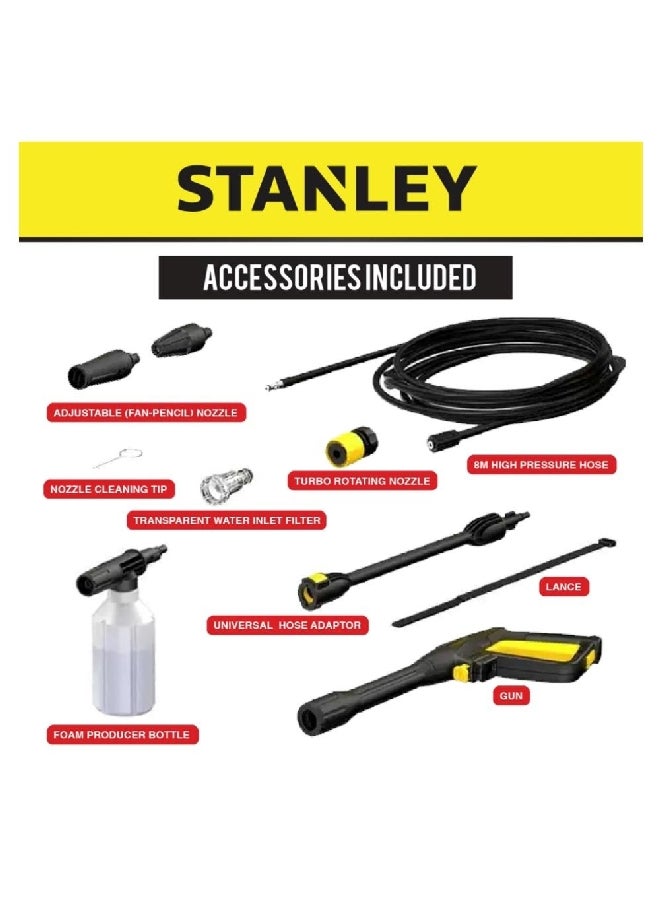 Stanley 2100W Powerful High-Performance Brushless Motor Corded Pressure Washer Yellow and Black 73 x 36 x 35.5 cm SFMPW240060-B5 - Image 4