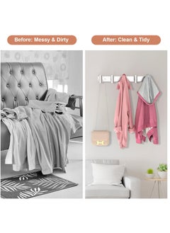 Excefore Coat Rack Wall Mounted, 5 "T Shaped Wall Hooks for Hanging, Heavy Duty Stainless Steel Coat Hook Rail for Hat Towel Robes in Bathroom Kitchen Mudroom Entryway (Silver, 1 Pack)  - Image 5