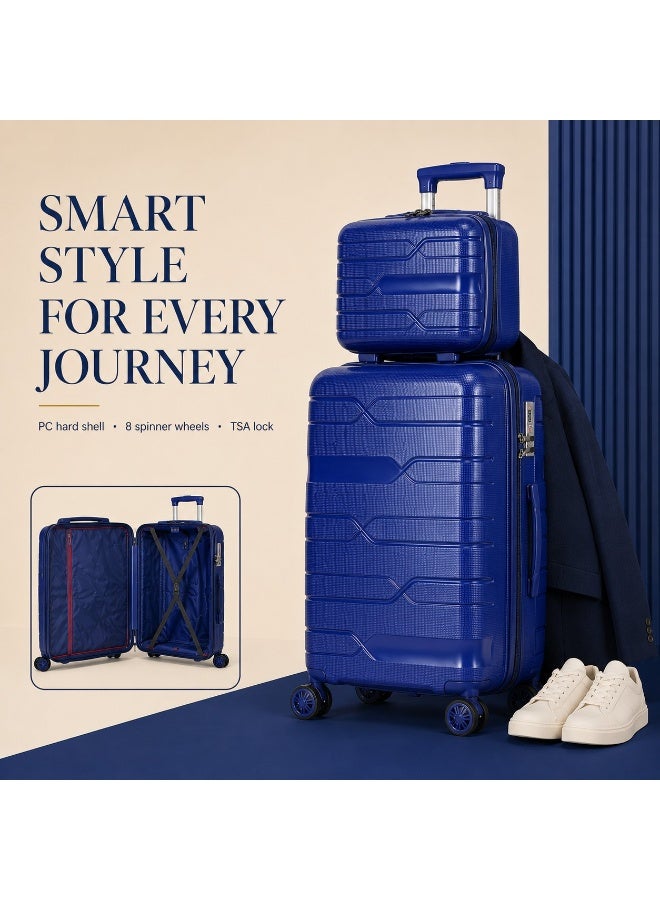 2-Piece Travel Luggage Set, 8-Wheel Spinner Suitcases, Secure Locking System, Lightweight & Durable Design - Image 1
