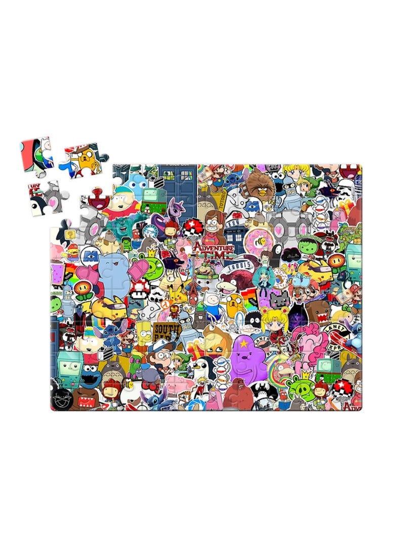 Reeman Design A puzzle printed with the design of the most famous cartoon characters 