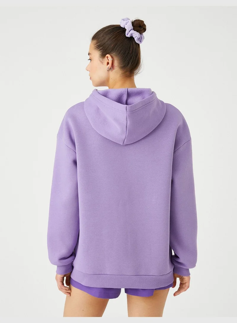 KOTON Printed Oversized Long Sleeve Anime Hoodie